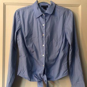 NWT Ann Taylor Blue Stripe Button-Up Blouse (10)